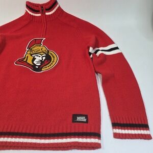 Vintage Official NHL Ottawa Senators   Knit Sweater 1/4 Zip Size M Y2K Hockey